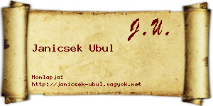 Janicsek Ubul névjegykártya
